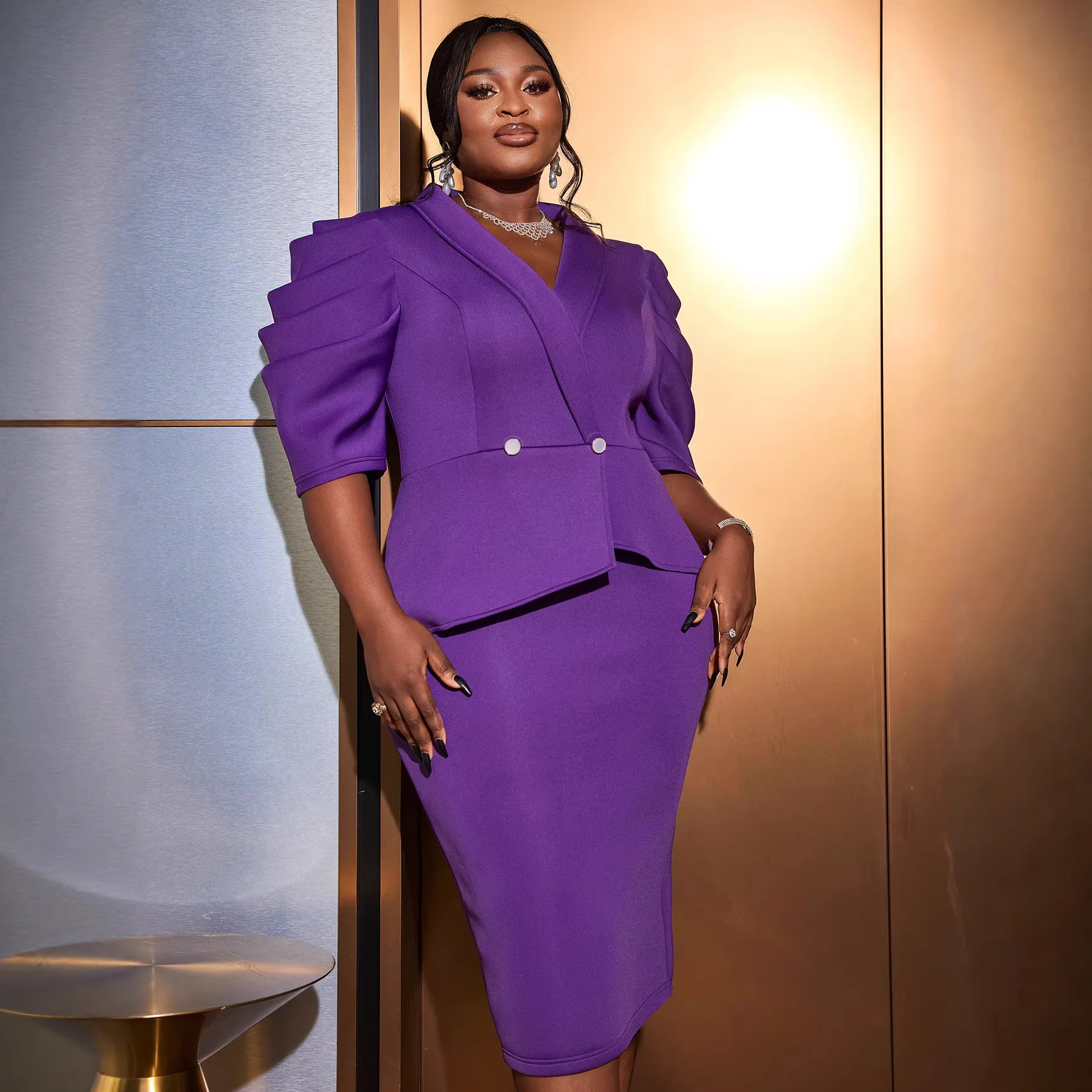 2026 Spring Summer Fashion African Women Short Sleeve V-neck Purple Plus Size Midi Dresses Dashiki African Dresses for Women