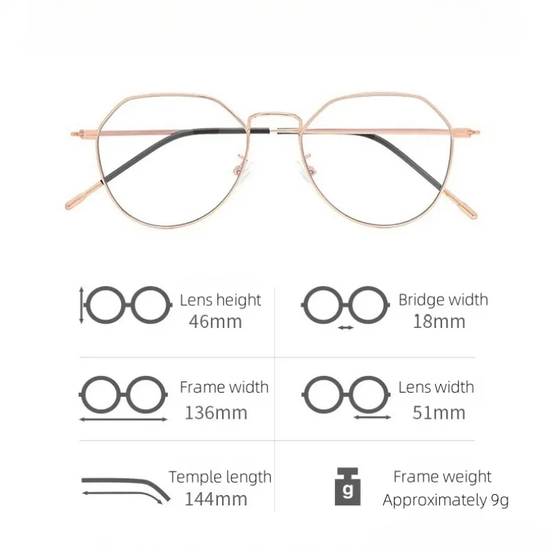 VAMAX Retro Polygon Metal Prescription Eyeglass Square Progressive Optical Eyeglasses for Anti Blue Light/Photochromic