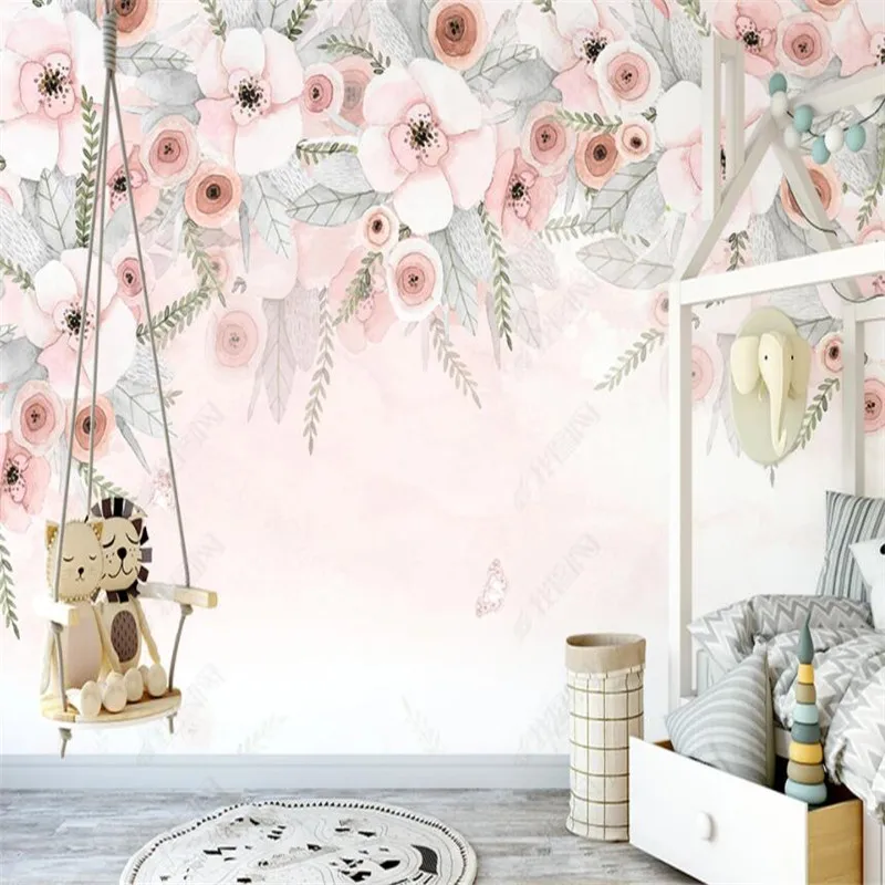 

Nordic Hand-painted Rose Flower Romantic Cherry Blossom Mural Living Room Bedroom Decor Wallpaper 3D Wall Papers Home Decor