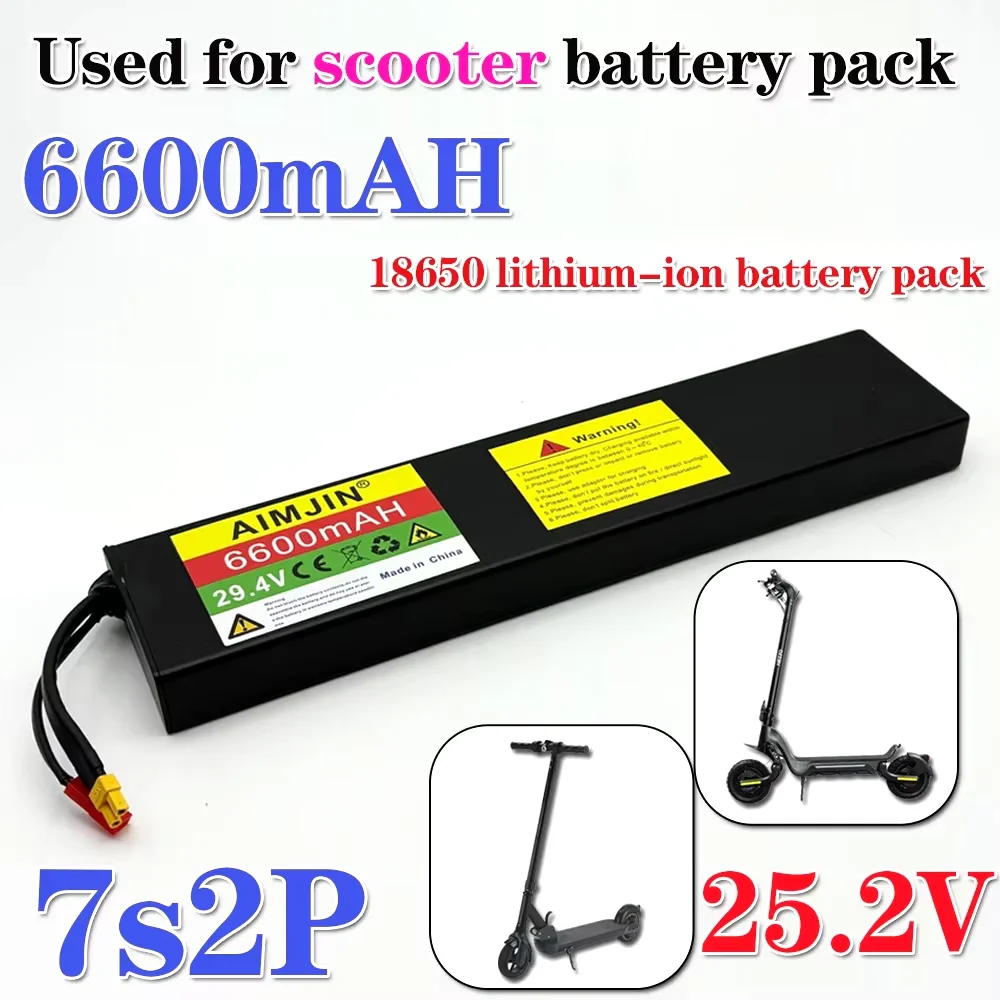 

25.2V 6000mAh Li-ion Rechargeable 7S2P Battery Pack with BMS For 29.4V Electric Scooter+Charger