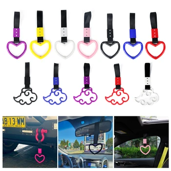 Jdm trem ônibus alça de mão 1 pçs tsurikawa anel coração estilo deriva charme cinta deriva acessórios automóveis cinta do carro