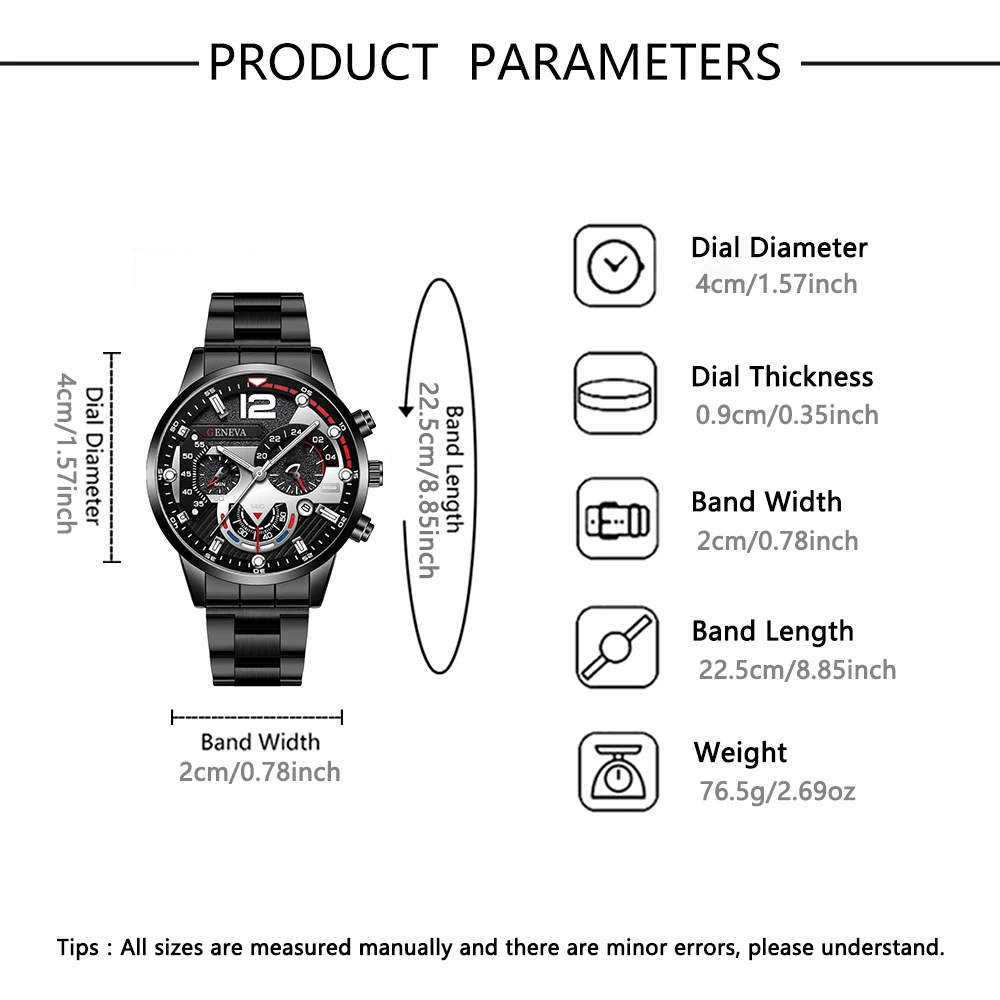 Couple's new handsome and fashionable quartz watch fashion set alloy dial daily wear birthday party New Year's Day Christmas and