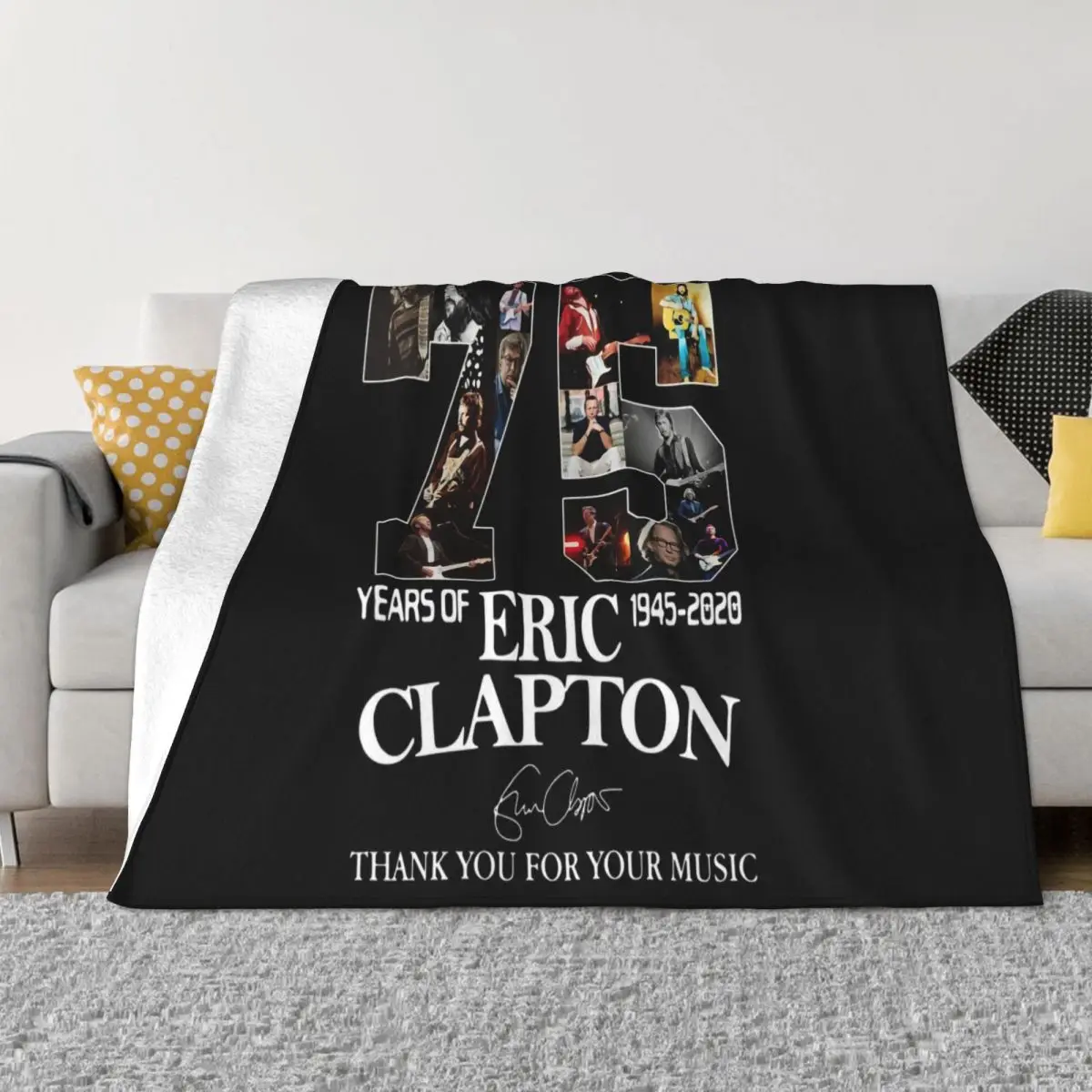 Eric Clapton 75 Years Of Eric Clapton Signature Dark Grey Woman Holiday Fitness Hot Sale Throw Blanket