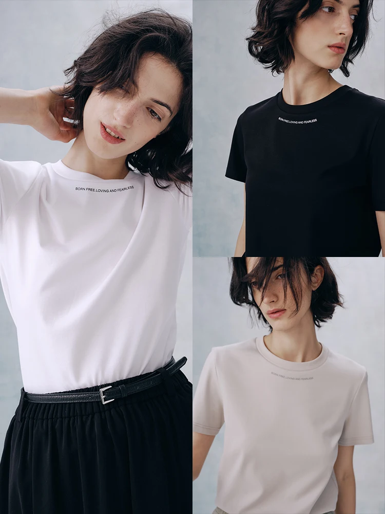 

Футболка Design Sensation Modal Cotton Blend ort Sve с буквенным принтом, повседневный женский летний топ UMILAB T726M