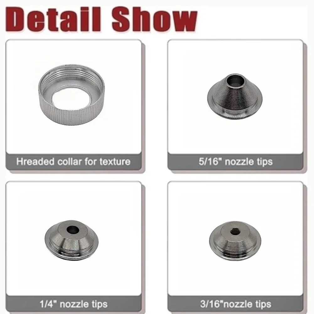 1set Texture Sprayer Orifice Tip Set Metal 4.9 X 4.6 X 2.8 Cm 3 Nozzle Tips 1 Threaded Collar For Texture-Pro 200/Spray-Pro