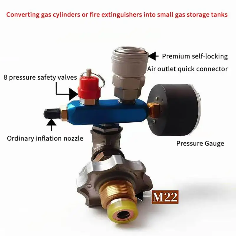 Small Gas Storage Tank Pressure Adapter 1 Set Reformed Sturdy Inflatable Cylinder Adapter for Mountain Climbing Trips