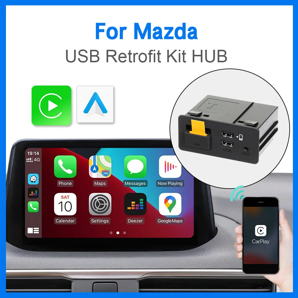 New 2024 Wireless CarPlay Wireless Android Auto USB Adapter Hub OEM For Retrofit Mazda 2 3 6 CX30 CX5 CX8 CX9 MX5 TK78669U0C 