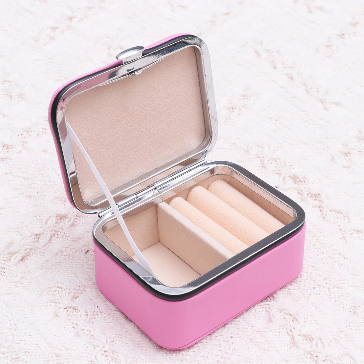

Mini Jewelry Box Pink Portable Stylish Jewelry Container Case for Earrings Necklace Storage Portable Storage Box
