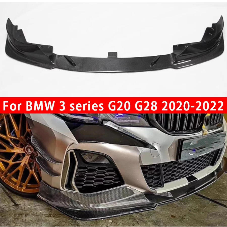 For BMW 3 Series G20 G28 2019-2022 Carbon Fiber Car Front Bumper Diverter Spoiler Diffuser Front lip chin Upgrade body kit