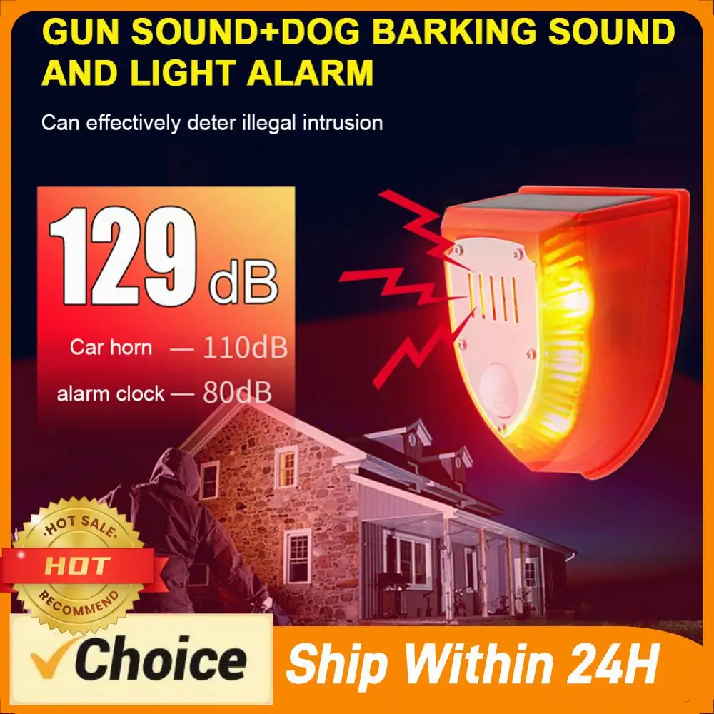

Gunshot Sounds & Dog Barking Sound & Strobe Light Waterproof Strobe Light Warning Lamp Alarm System for Farm Barn Yard