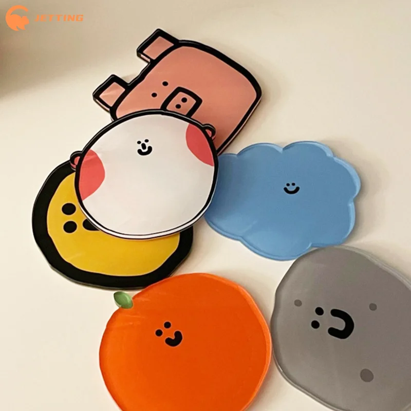 (New) 1PCS Cartoon Acrylic Coaster Irregular Shapes Heat-resistant Bowl Pad For Coffee, Tea, Hot Drinks Table Protectors