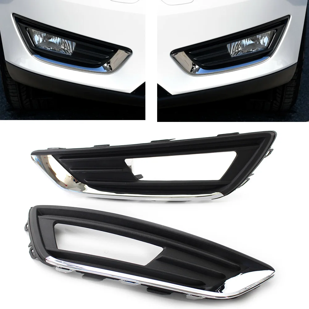 

1Pair Car Fog Lights Lamp Covers Front Bumper Light Grill Chrome Black ABS Plastic For Ford Focus 2015 2016 2017