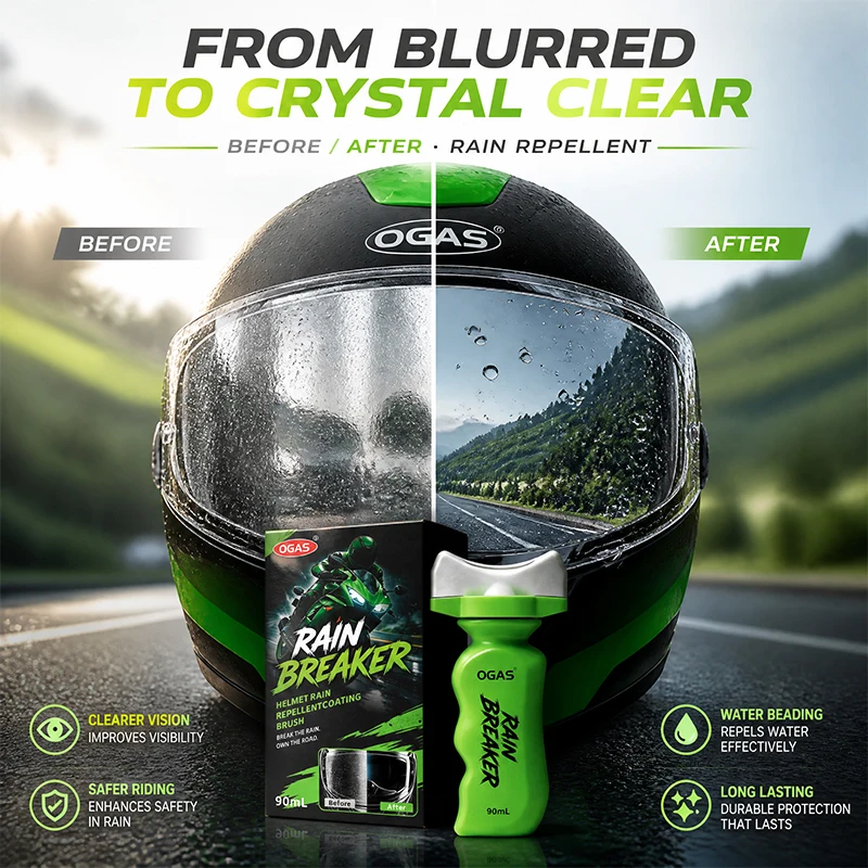 Rain Breaker Helmet Visor Rain Repellent Coating Brush 90ml Anti-Rain Hydrophobic Film Clear Vision in Rain Lasts Up to 3 Months