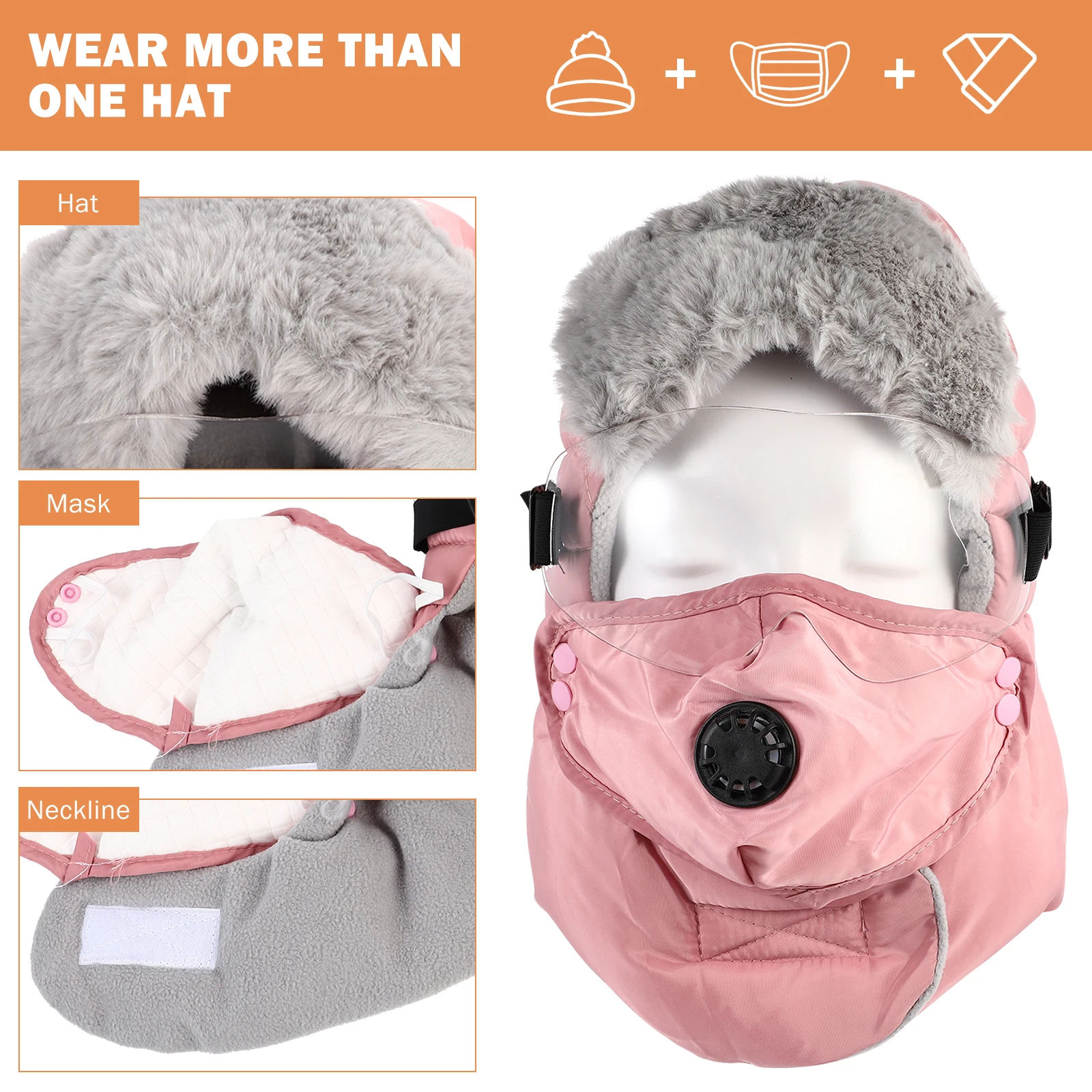 

1 Set Warm Winter Ski Hat Windproof Riding Cotton Face Mask Protection Outdoor Goggles Adjustable Headwear Frostbite Resistant