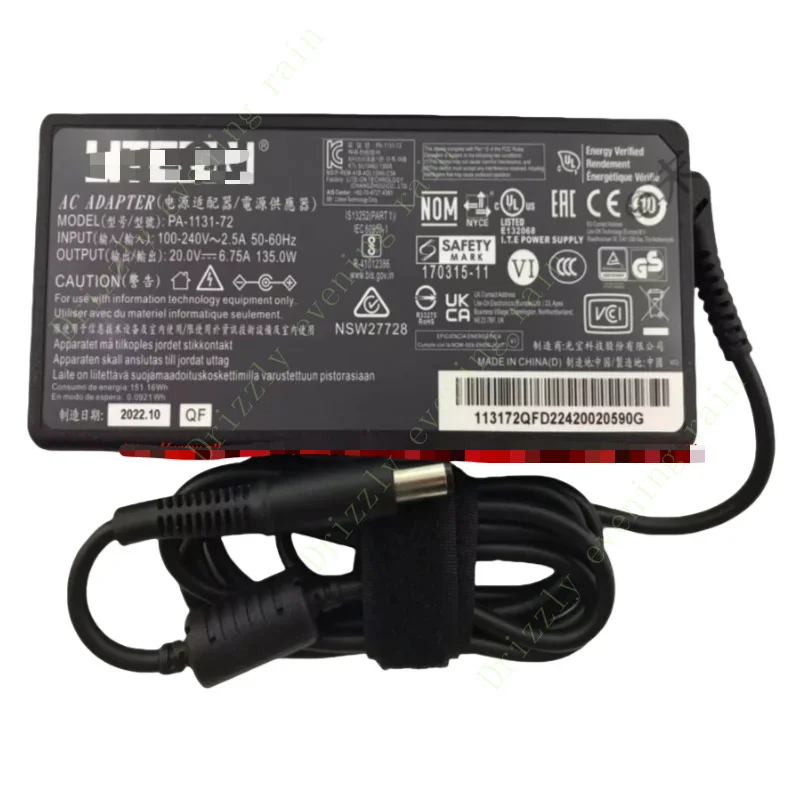 LiteOn PA-1131-72 AC adapter 20V 6.75a 135W charger for Heathrow sd400t dock sd5000t OWC Thunderbolt Dock 4 power supply