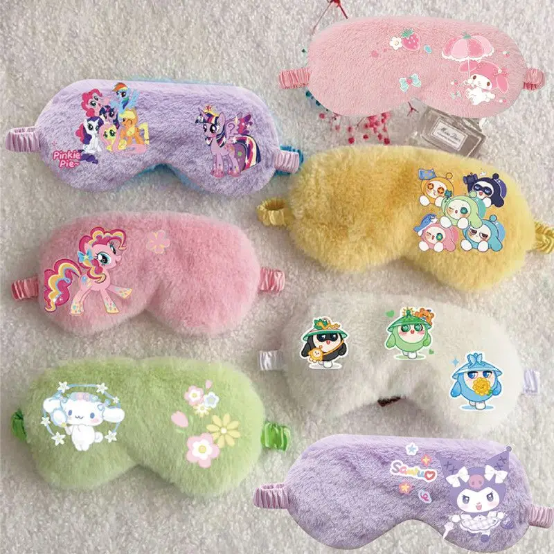 

Miniature My Little Pony Cartoon Imitation Rabbit Fur Sleeping Eye Mask Travel Home Eye Relaxation Mask Children Adult Gift