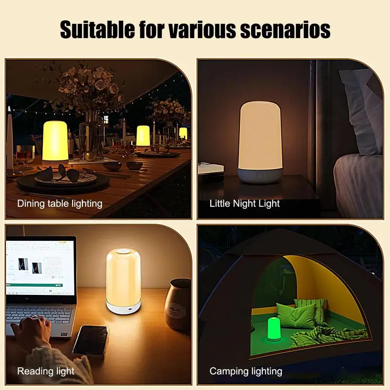 Lámpara táctil de mesita de noche, 7 colores, luz nocturna, lámpara de lectura táctil, lámpara de mesa de lectura para protección ocular, lámpara de escritorio de habitación para dormitorio