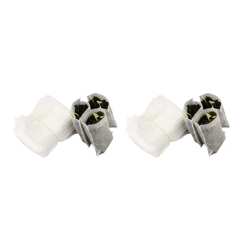 SEWS-800 Pcs Seeding Bags Small Plant Grow Bags Non-Woven Seedling Raising Pots Gardening Supply For Home Garden