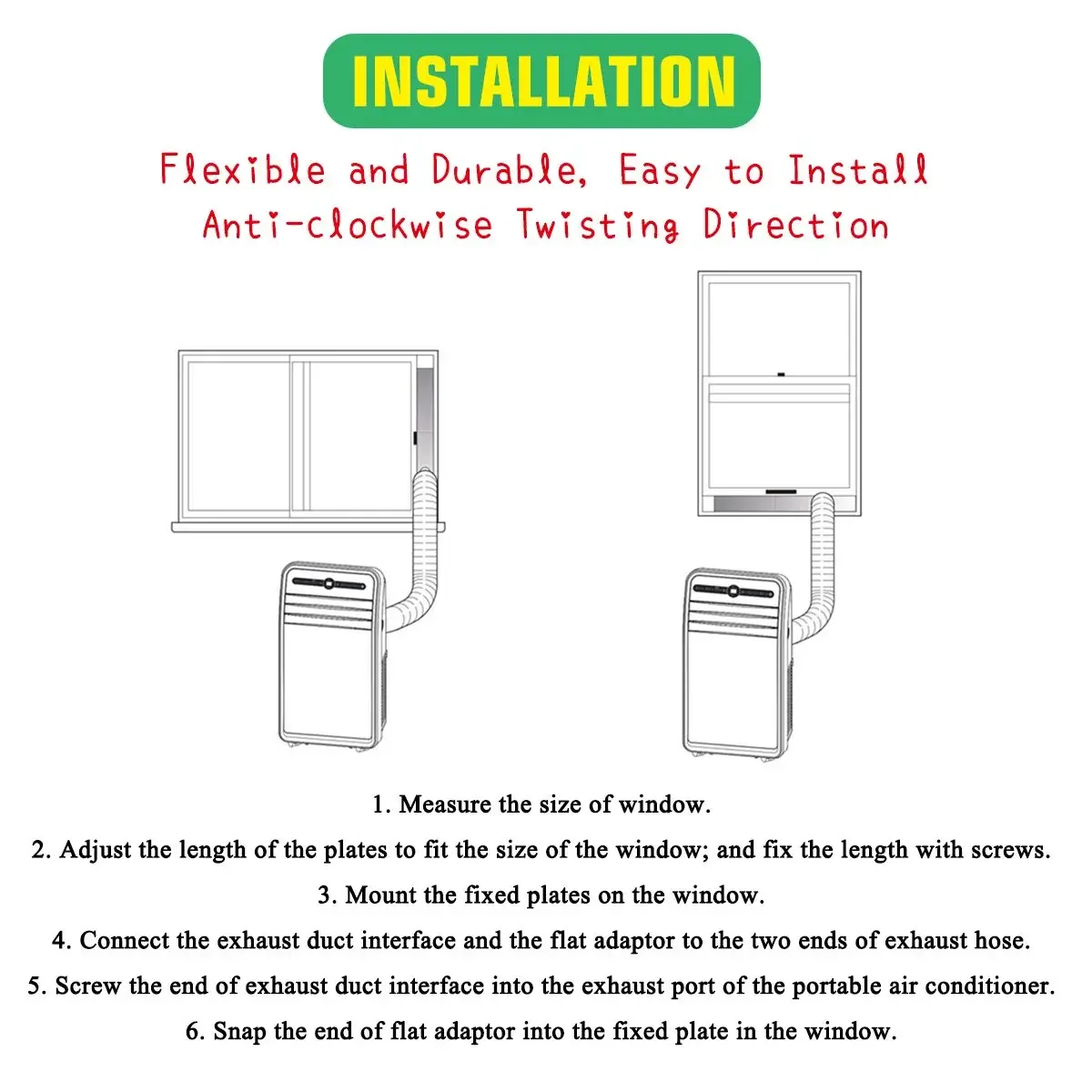 Sello de ventana de aire acondicionado portátil, ventilación de aire, placa deslizante de escape, adaptador de ventana de 15cm de diámetro, manguera de tubo, accesorios de aire acondicionado