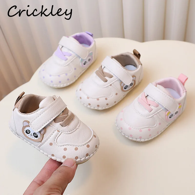 

Cute Panda Baby Girls Boys Casual Shoes PU Leather Hook Loop Sneakers For Kids Soft Sole Non Slip Children First Walk Shoes