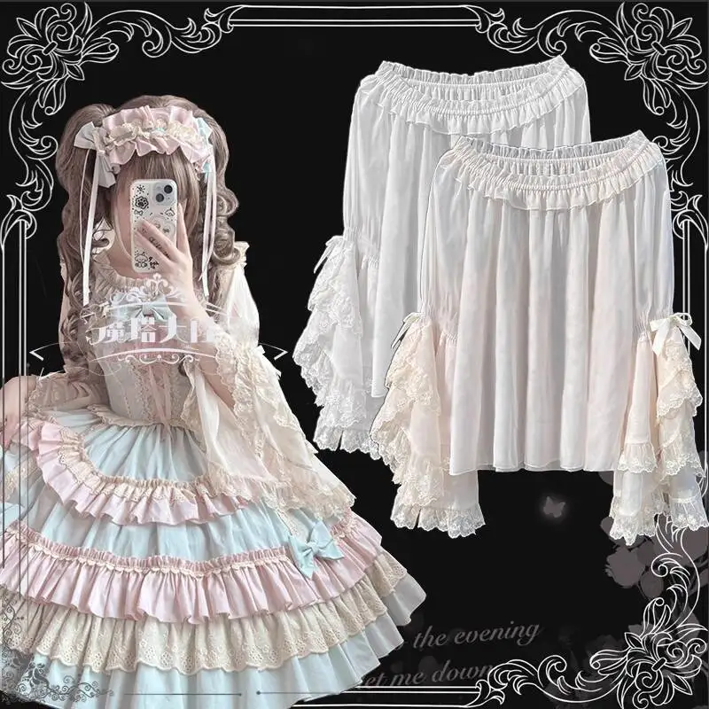 

Lolita Inner Wear Lolita Princess Sleeve Lace Top White Apricot Gorgeous Sweet Shirt Inner Cloth Kawaii
