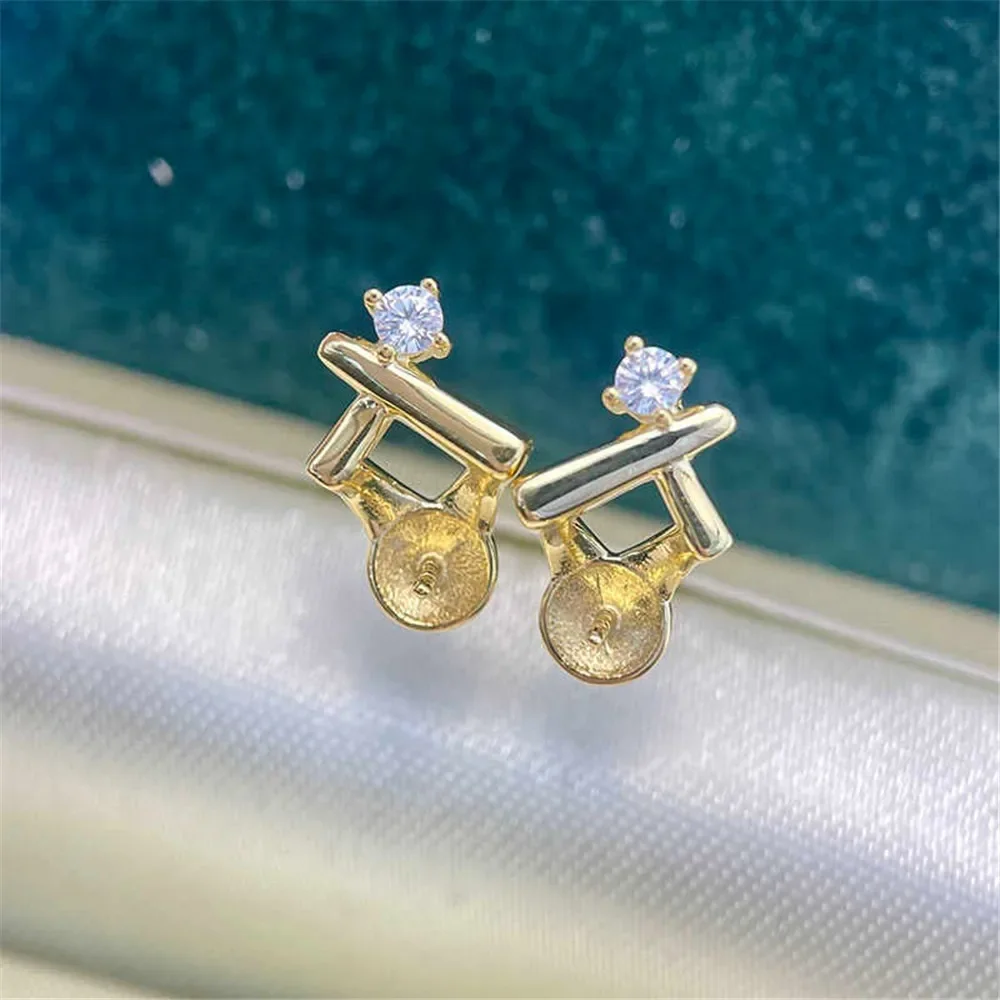 S925 Sterling Silver Pearl Earring Settings DIY Jewelry Making Supplies Blank Earring Posts for Handcrafted Accessories No Pearl