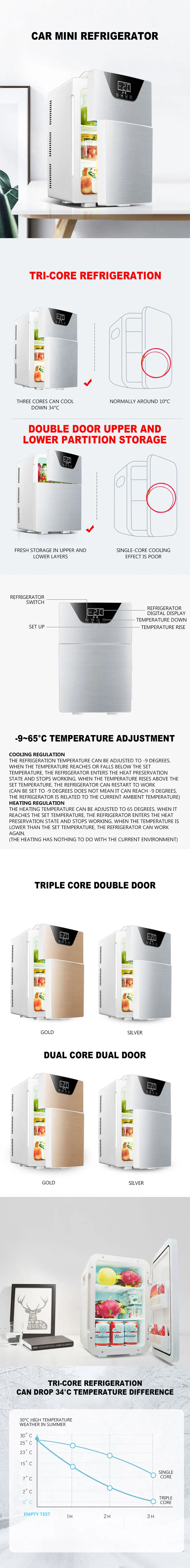 20L Kitchen Refrigerator Household Fridge Rental Refrigerator Dual-use Dual-Door Frigobar Frost free Refrigerator