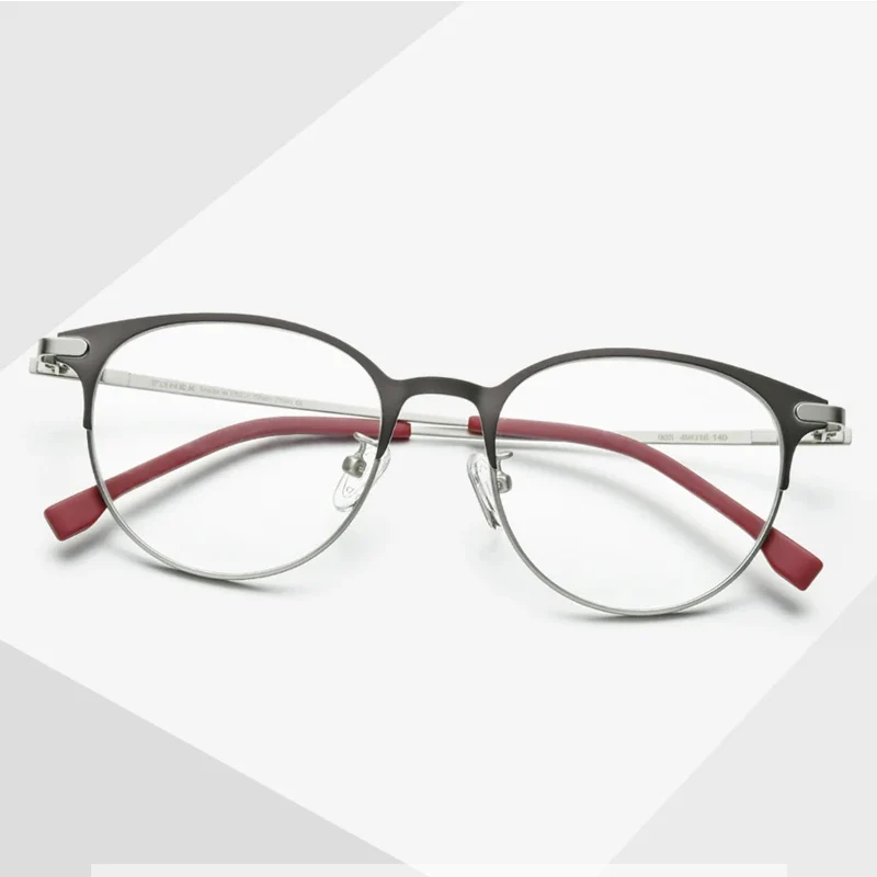 FONEX Alloy Glasses Frame Men Ultralight Women Round Eyeglasses Frame Retro Vintage Screwless Eyewear 988