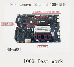 For Lenovo Ideapad 100-15IBD B50-50 Laptop Motherboard NM-A681 With 3805U I3 I5 I7 DDR3 100% Test Work