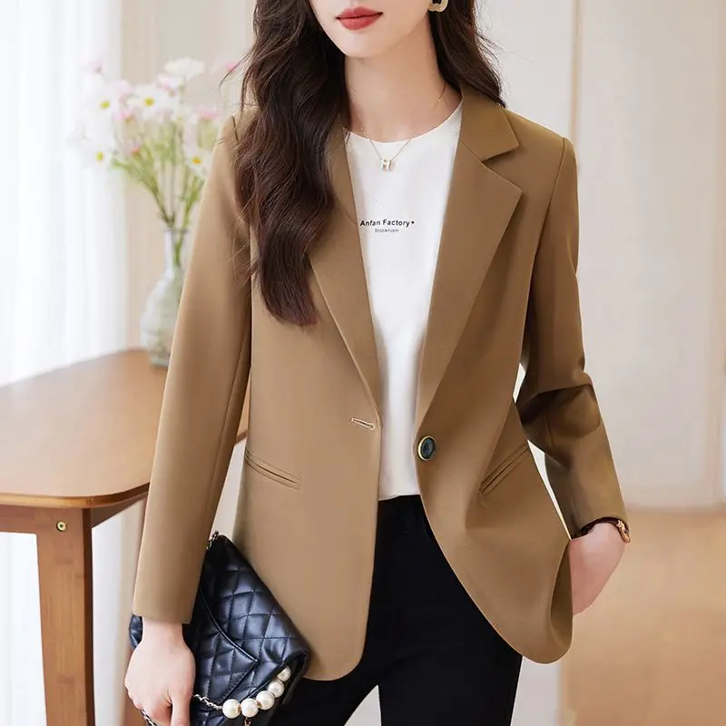 بدلة نسائية بيج ort Jaet ربيع الخريف النسخة الكورية الجديدة الراقية الشعور عادية صغيرة الحجم معطف الشارع Sle #4