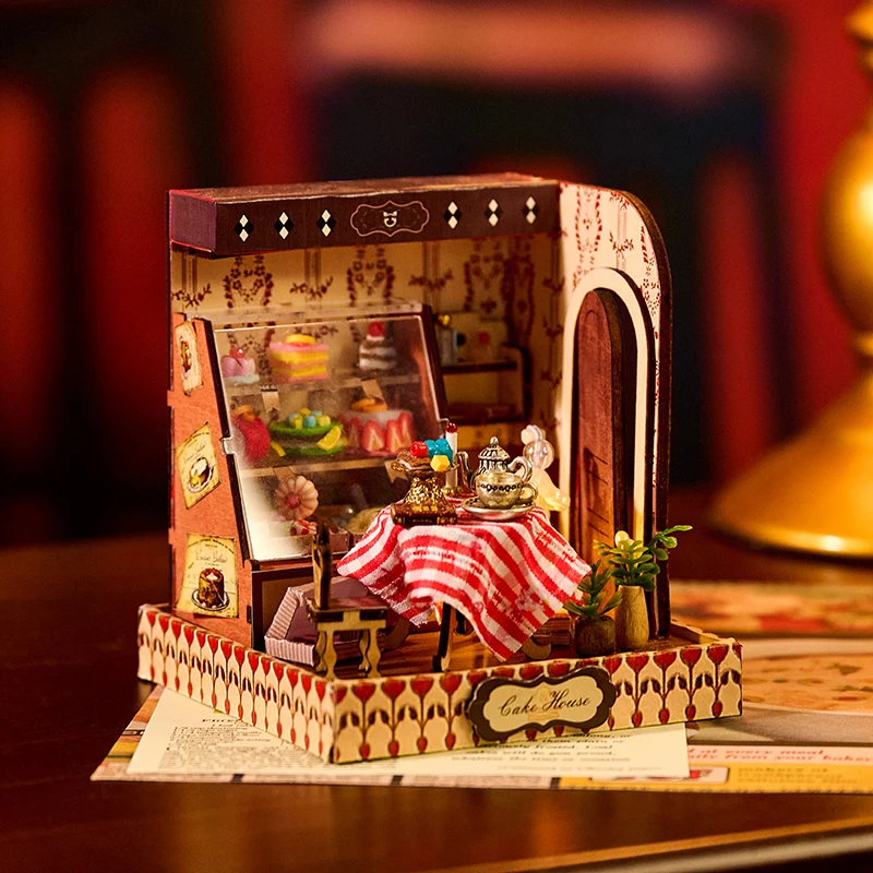 3D Wooden Puzzles Wooden DIY house Corner Christmas Wooden Model Kits with LED DIY Coffee Shop Garden Craft Gifts for Kids Adult