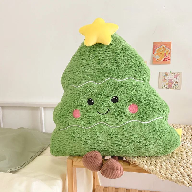 Almohadas de peluche de árbol de Navidad de dibujos animados, cojines, juguetes de peluche, juguetes para niños, decoraciones navideñas, regalos para niñas