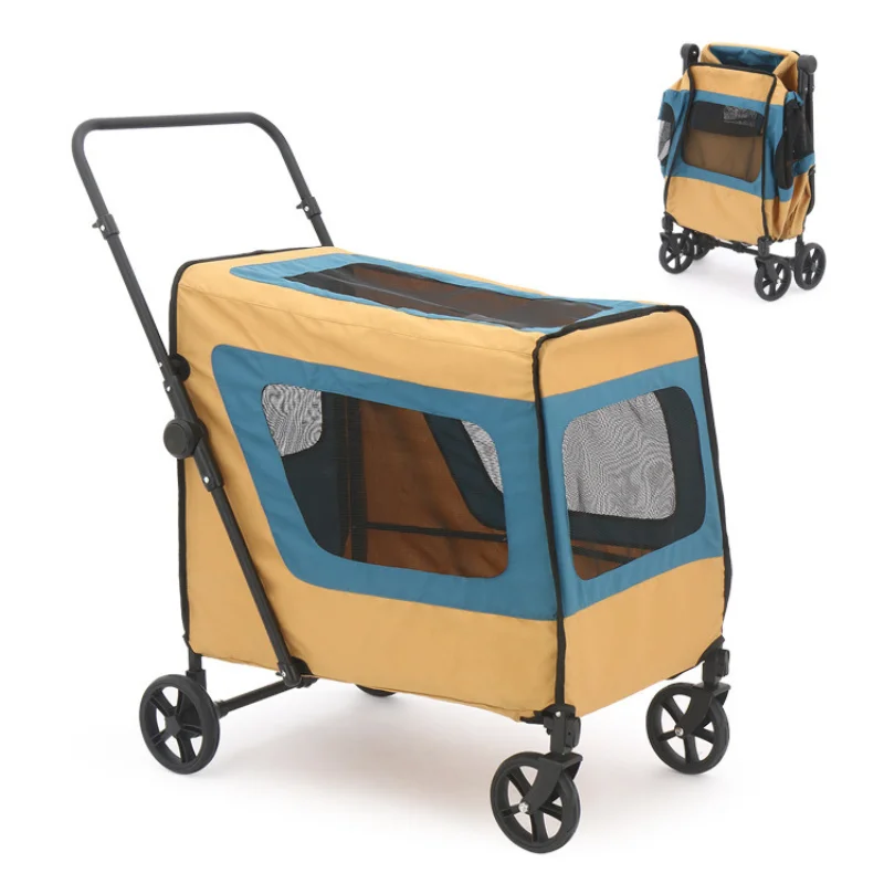 

Eaynon 4 Wheels 360 Luxury Large Cushion Comforter Dog Pram Pet Carriers Strollers for Dogs