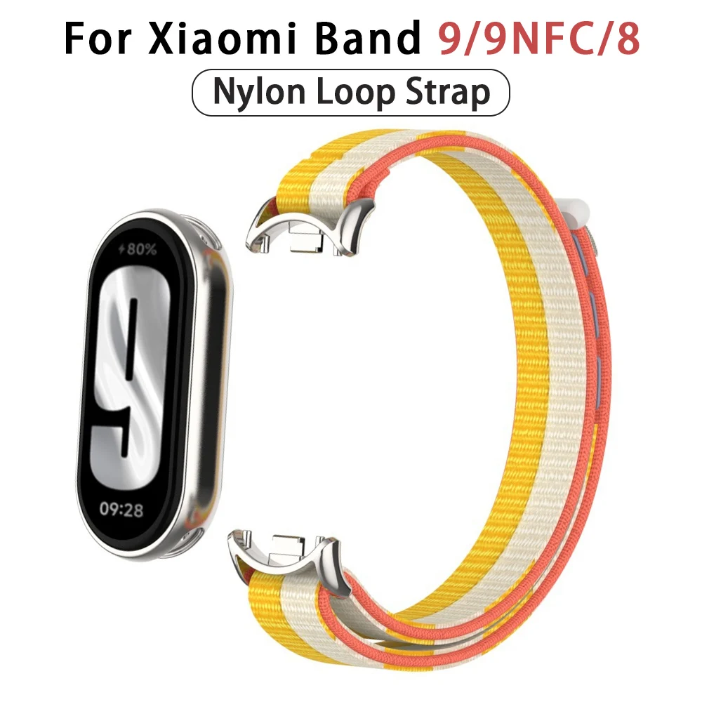 Nylon Loop Strap For Xiaomi Band 9 8 9NFC Replacement Wristband Breathable Belt On Mi Band 9 8 9NFC Accessory Wrist Strap Correa