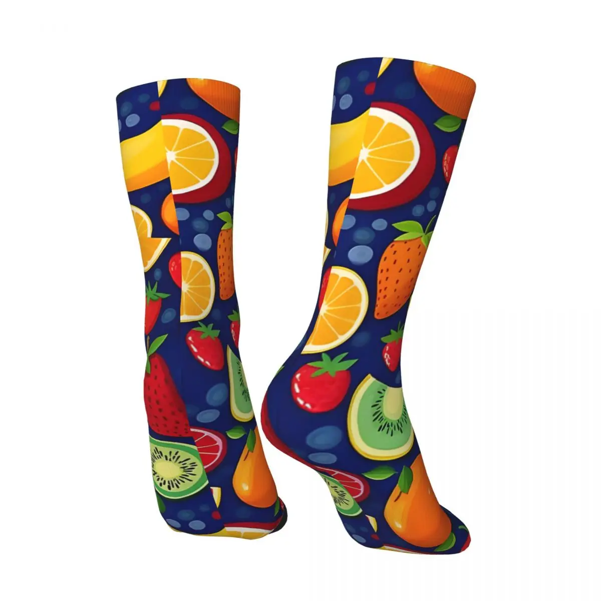 Retro Tropical Fruits Paradise-Colorful Tropical Fruits Men's compression Socks Unisex Harajuku Pattern Printed Novelty CrewSock