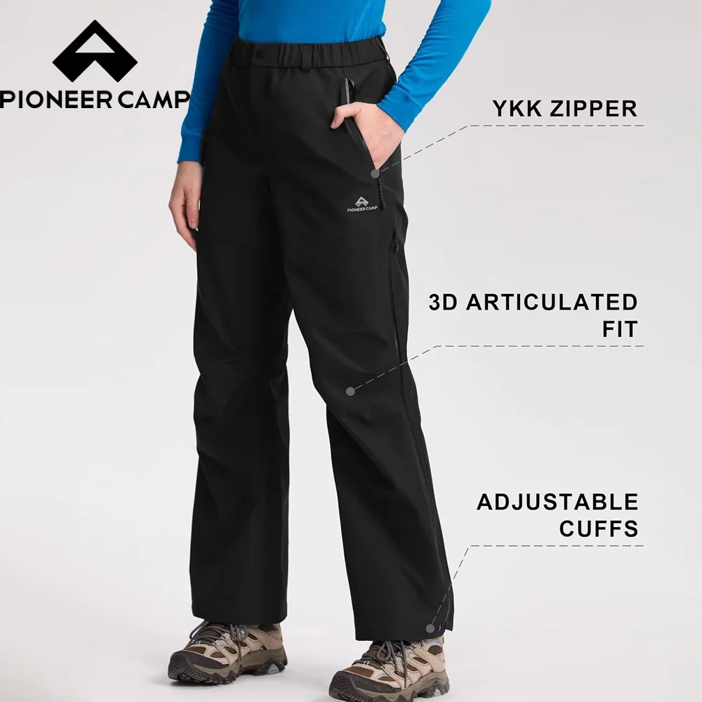 Pioneer Camp Women's Pants and Trousers Rain Pants 3-Layer Hardshell 20000mm Waterproof Breathable Side Zip outdoor Hiking