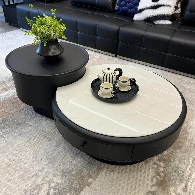 Black Round Coffee Tables Luxury Extendable Low Living Room Coffee Tables Home Wood Designer Mesa De Centro Sala Furniture