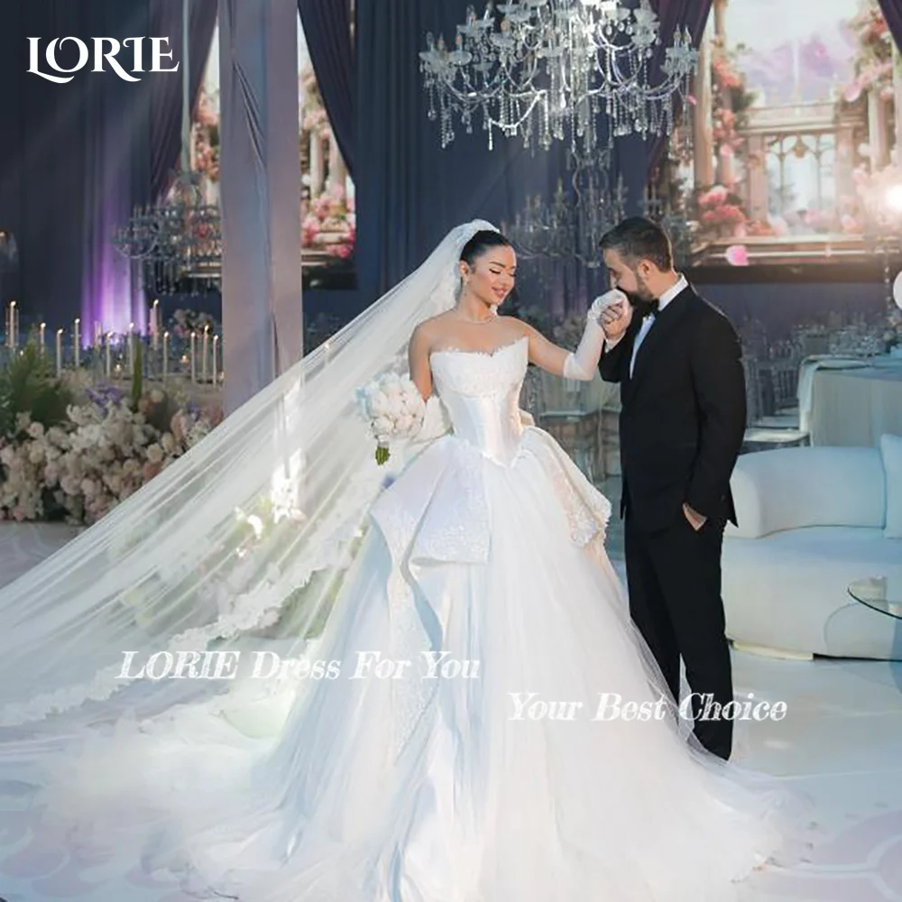LORIE Boho الباروك التطريز فستان الزفاف الكرة حمالة الترتر الحبيب عارية الذراعين فستان عروس سويب تيل زي العرائس حسب الطلب #4