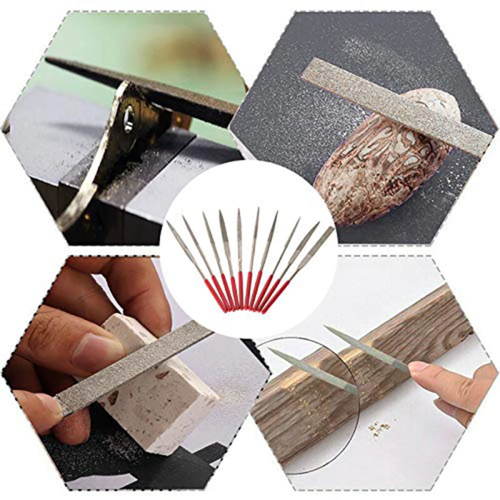 10pcs Diamond Mini Needle File Set Handy Tools Ceramic Crafts DIY Wood Rasp File Needle Jewelry Polishing Carving Diamond File