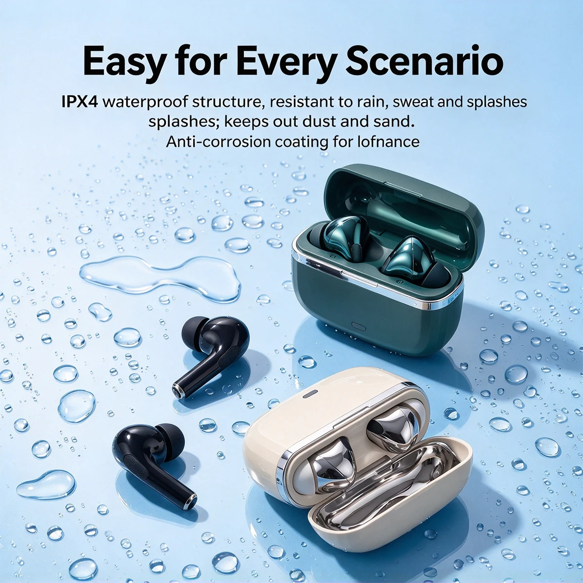 Premium TWS Bluetooth Earbuds, HiFi Bass Stereo, ENC Clear Call, Ultra Comfort Semi-in-Ear Wireless Headphones for iOS Android
