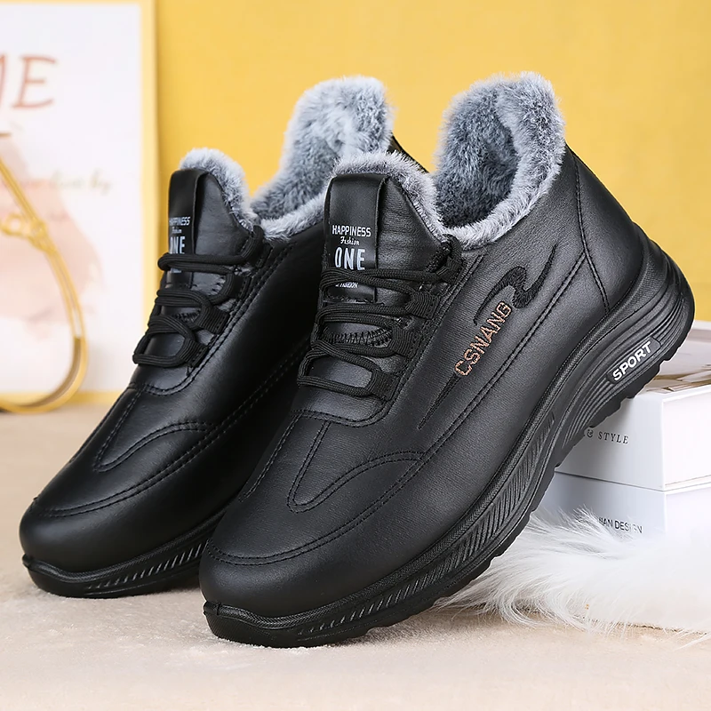 Herren-Winterstiefel mit Schnürung, knöchelhohe Stiefel, weiche und dicke Sohle, Baumwollschuhe für Outdoor-Aktivitäten. – Detail 2