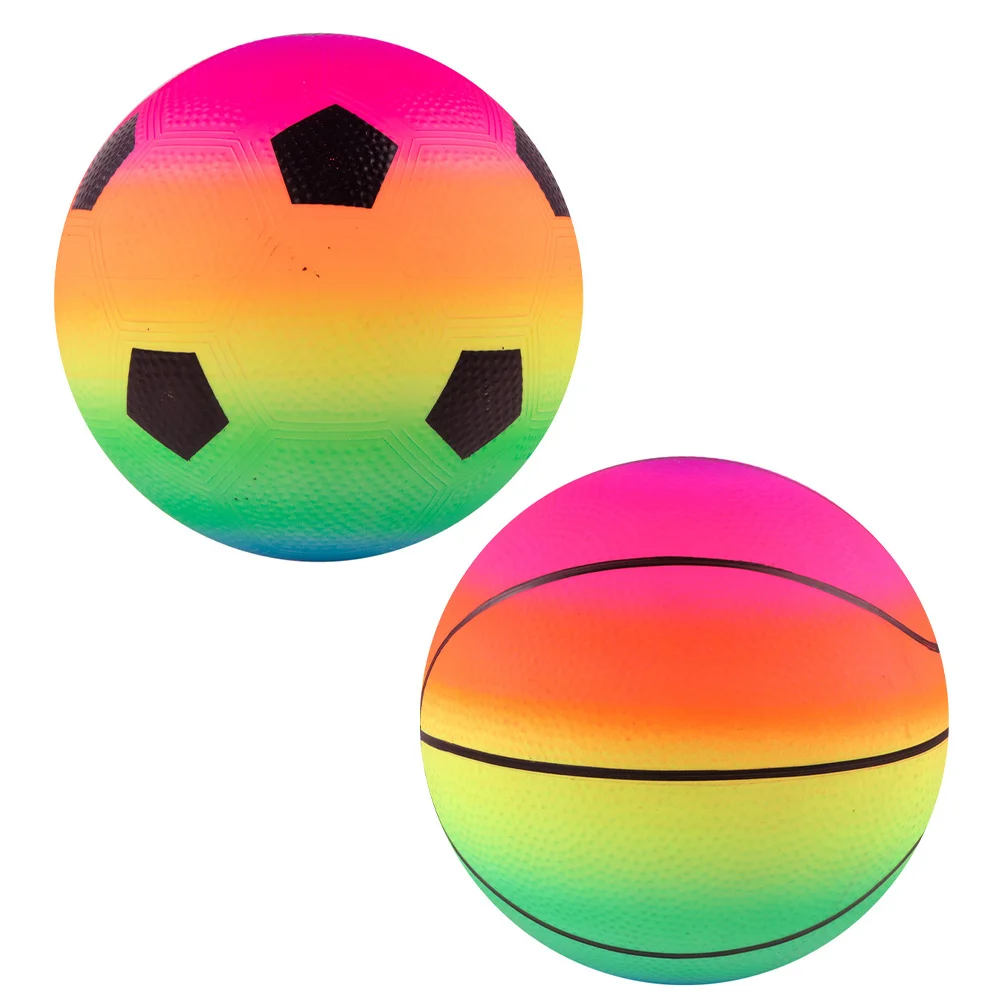 

2 Pcs Children’s Toys Rainbow Pat Ball Basketballs Kindergarten Jumping Bounce for Kids The Puzzle Playground Plaything