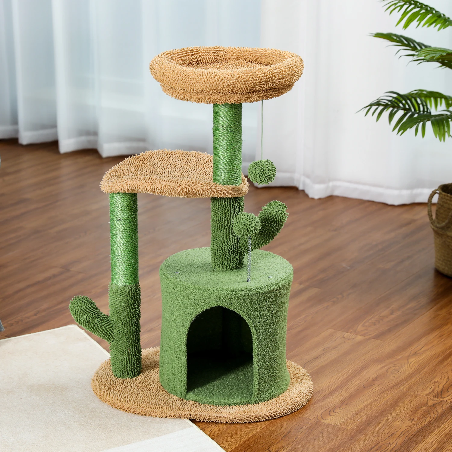 Imagem -03 - Cactus Cat Tree With Condo Scratching Post Raspador Pequena Torre Kitten Bed House Pet Toys