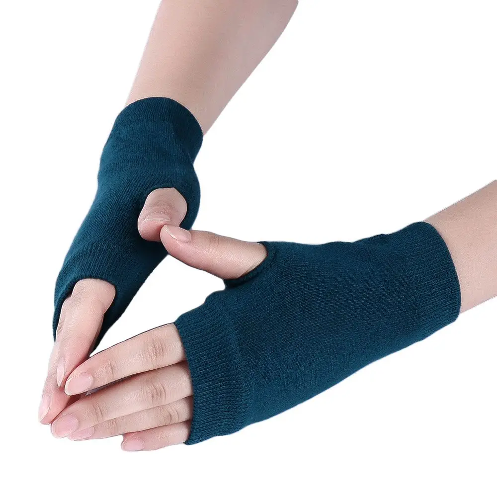 Winter Soft Solid Color Stretchy Hand Warmer Fingerless Faux Wool Mittens Half Finger Gloves Half Mitten Cycling Gloves