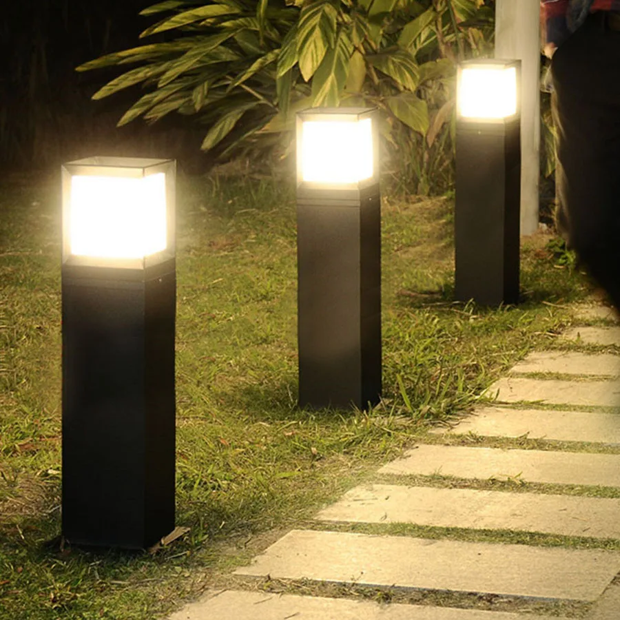 

E27 Outdoor Landscape Path Light Waterproof Aluminum Post Lawn Light Floor Lamp Bollard Lighting for Lawn Patio Courtyard Decor