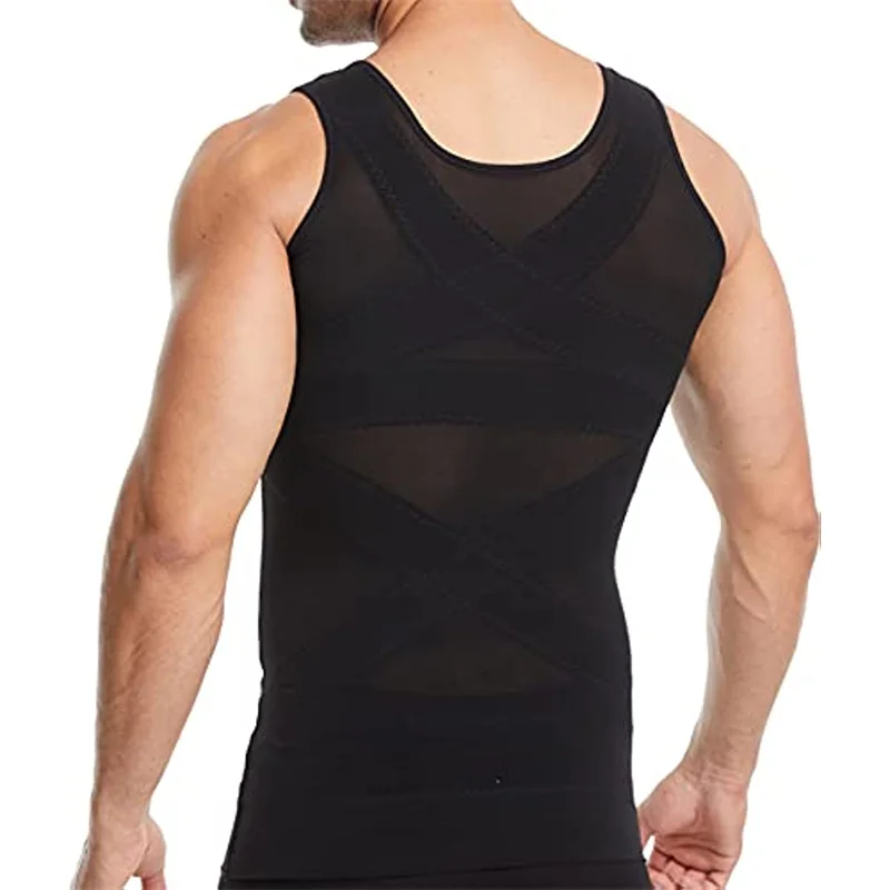 Aiithuug Men Shaper Vest 3 Rows Buckles Firm Tummy Control Compression Shirt for Men Slimming Undershirt Body Shaper Tank Top