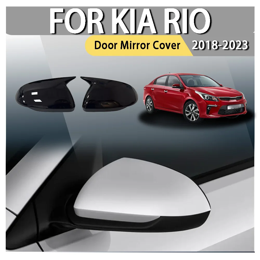 

Door Mirror Cover For Kia Rio 2018 2019 2020 2021 2022 2023Carbon Fiber Glossy Black Car Decoration Upgrade Rearview Accessories