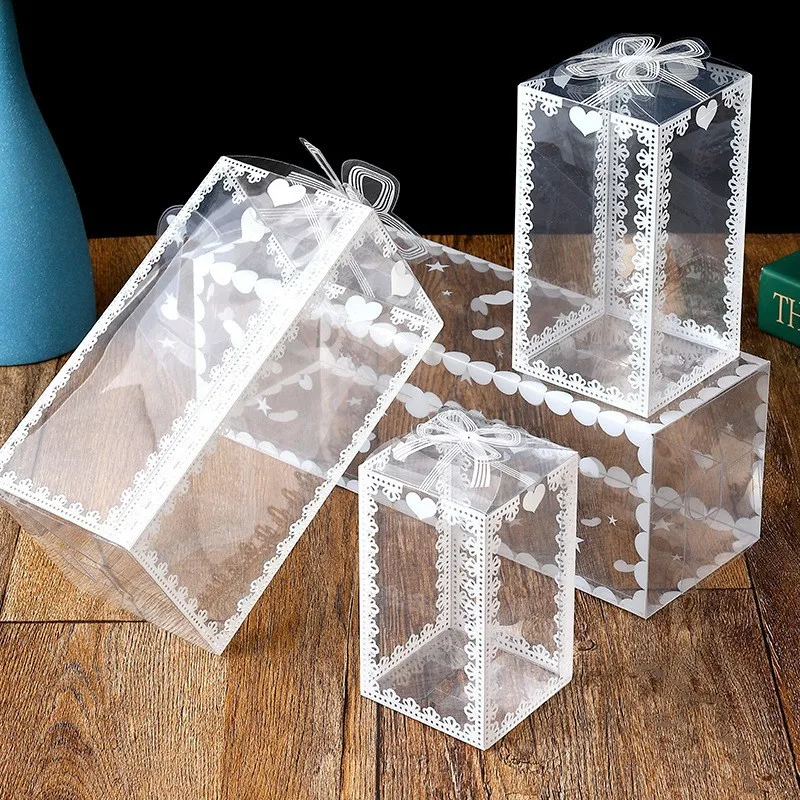 10 Stück bedruckte transparente PVC-Geschenkboxen für Süßigkeiten, Hochzeit, Geburtstag, Feiertagsparty, Souvenir-Verpackungsboxen