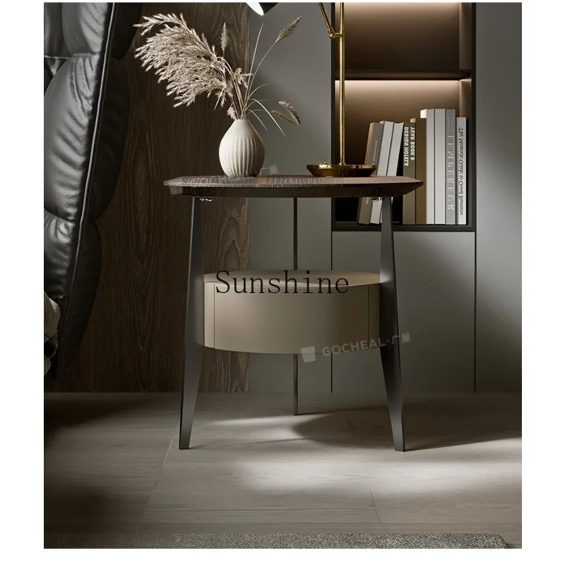 Small round bedside table high foot design bedroom bedside table