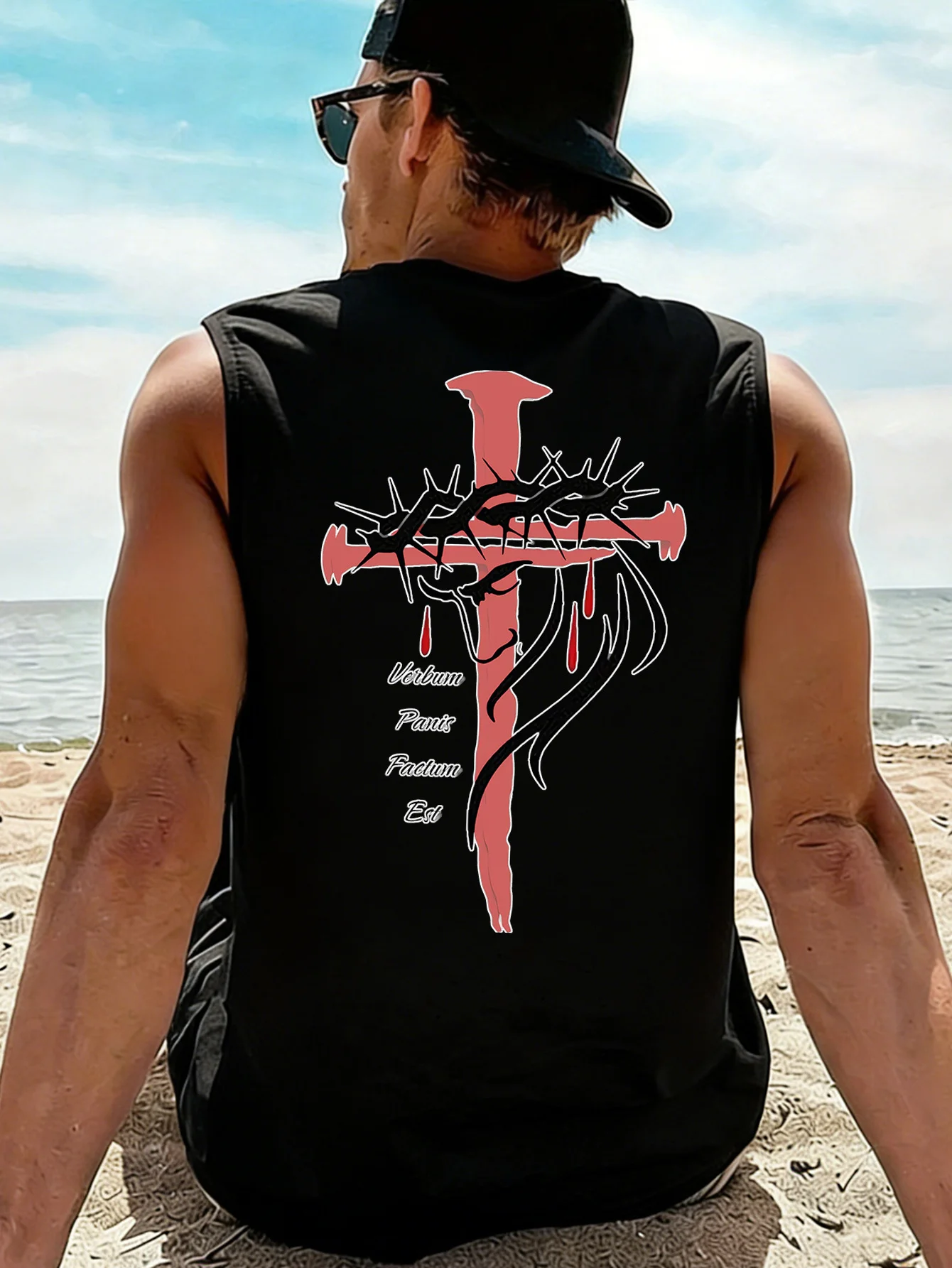 CLOOCL Jesus' Profile on The Cross of Thorns Printed Vest Fashion Sports Vests Summer Teenager's Sleeveless T-Shirt Casual Top